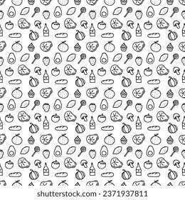 Seamless food pattern. Drawn doodle food background