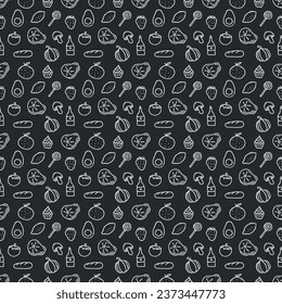 Seamless food pattern. Drawn doodle food background