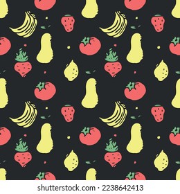 seamless food pattern. icons of food, vegetables and fruits. vector food background