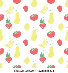 seamless food pattern. icons of food, vegetables and fruits. vector food background