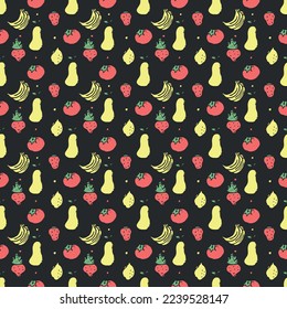 seamless food pattern. icons of food, vegetables and fruits. vector food background