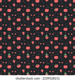 seamless food pattern. icons of food, vegetables and fruits. vector food background