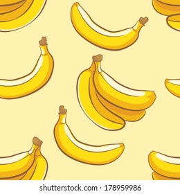 Seamless food pattern with sweet bananas