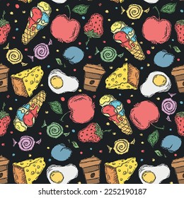 seamless food pattern. vector food background