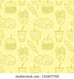 Seamless Food Trucks Pattern, Fast Foods Background, Vector Illustration EPS 10.