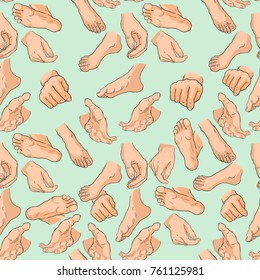 seamless foot pattern and hand in different positions vector illustration
