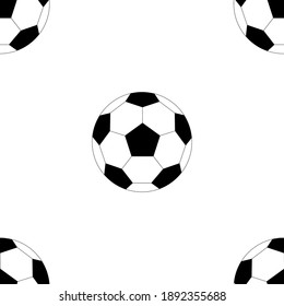 Seamless football isolated on white background, pattern of soccer ball icon. Flat vector illustration in black on white 
