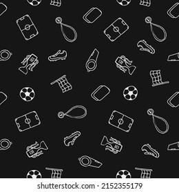Seamless football pattern. Doodle football illustration. Football cup background