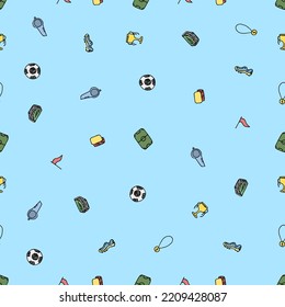 Seamless football pattern. Doodle football illustration. Football background