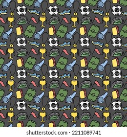 Seamless football pattern. Doodle football illustration. Football background