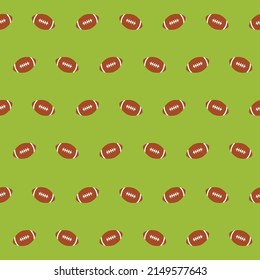 Seamless Football Pattern on Green Background