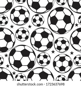 Seamless Football Or Soccer Ball Pattern. Sport Background. Vector Illustration For Clothing Textile, Scrapbooking