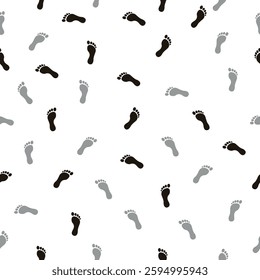 Seamless Footprint Pattern with Black, Gray, and Light Gray Footprints