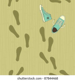 seamless footprints with sports shoes