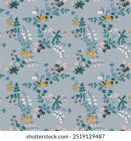 Padrão decorativo de flores de floresta sem costura