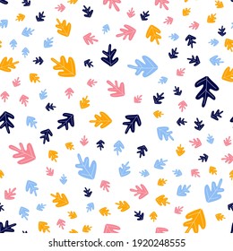 Seamless forest pattern with abstract autumn leaves. Fall background. Vector wallpaper. bright