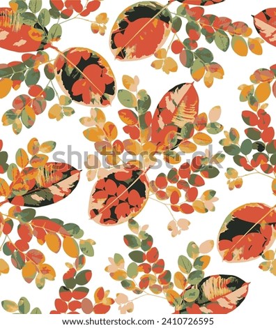 Seamless forest pattern with  autumn leaves. Fall background. Vector wallpaper. Background for textile or book covers, manufacturing, wallpapers, print, gift wrap and scrapbooking