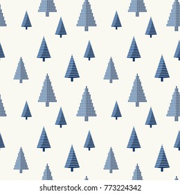Seamless forest pattern with blue  fir trees