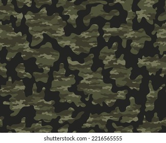 
Seamless forest pattern camouflage trendy modern background, khaki texture disguise, army print
