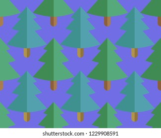 Seamless forest pattern with fir trees. Pattern in a swatch panel.