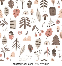 Seamless  monochromatic forest pattern. Perfect for fabric,textile. Creative Vector background