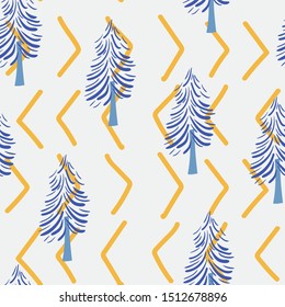 Seamless forest pattern with pine tree. Creative forest texture for fabric, wrapping, textile, wallpaper, apparel. Vector illustration