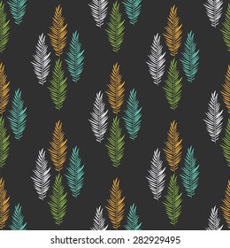 Seamless forest pattern of plants.