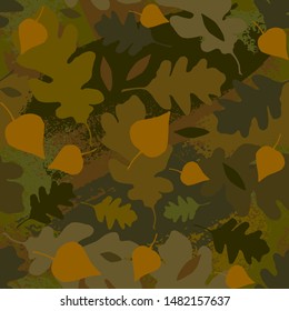 Seamless forest pattern for textile, fabric. Abstract camouflage background.