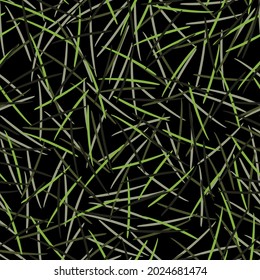Seamless forest prickly needles. Vector. Factory. Hunting and fishing.