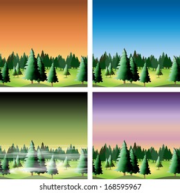 Seamless forest set for your design, vector illustration, eps10.