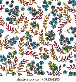 Seamless forget-me-not flowers pattern.  Floral background