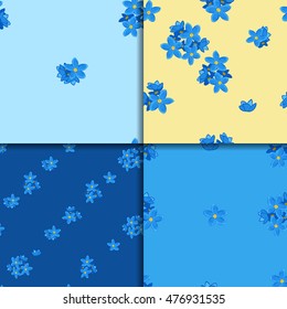 Seamless forget-me-not pattern set