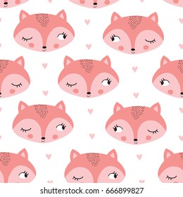 seamless fox animal pattern vector illustration