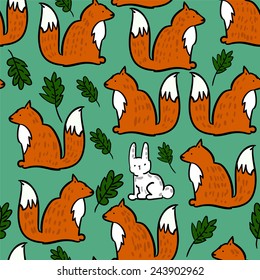 seamless fox bunny