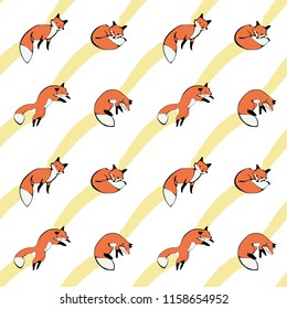 seamless foxes pattern vector