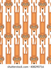 Seamless foxes pattern. Wildlife and ethno ornaments pattern.