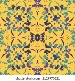 Seamless fractal pattern in vector format for printed fabrics or any other purposes. Every object is grouped base on color so the pattern is editable, tileable and easy to use.
