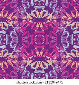 Patrón fractal sin fisuras en formato vectorial para tejidos impresos o cualquier otro propósito. Cada objeto se agrupa según el color, por lo que el patrón es editable, ajustable y fácil de usar.