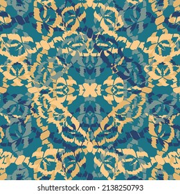 Patrón fractal sin fisuras en formato vectorial para tejidos impresos o cualquier otro propósito. Cada objeto se agrupa según el color, por lo que el patrón es editable, ajustable y fácil de usar.