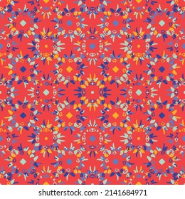 Patrón fractal sin fisuras en formato vectorial para tejidos impresos o cualquier otro propósito. Cada objeto se agrupa según el color, por lo que el patrón es editable, ajustable y fácil de usar.