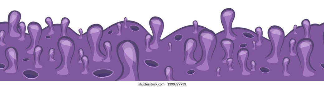 Seamless frame background alien life. Landscape of galactic planet. Cosmic reality. Flat cartoon style. Vector isolated.