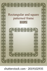 The seamless frame with diamonds is rectangular and square. A simple classic vector ornament.