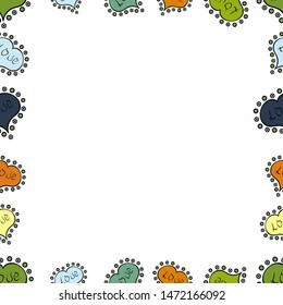 Seamless. Frame doodle. Vector illustration. Picture in black, white and green colors. Element template.