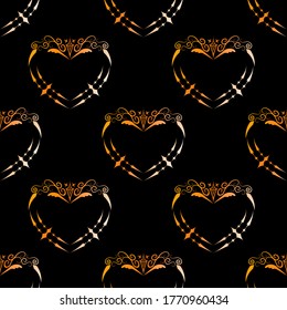 seamless of frame gothic as heart shape pattern on black background with gradient