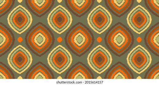 Seamless frame oval different pattern, Vector ikat design for fashion clothes, wallpaper, wrapping, decoration background.