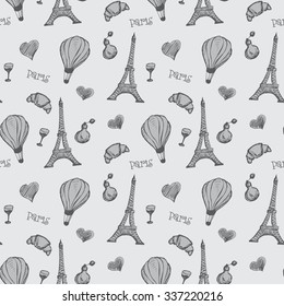 Seamless France pattern with Eiffel tower