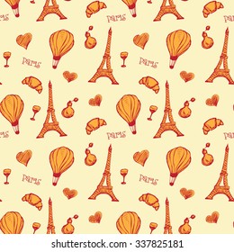 Seamless France pattern with Eiffel tower