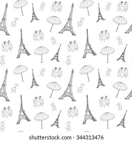 Seamless France pattern with Eiffel tower