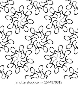 Seamless free hand drawn background for Wallpaper design, fabric, pattern fill, web page backgrounds, surface textures. Decorative motif with intersecting abstract floral elements. Symmetrical