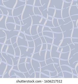 Seamless free hand-drawn background, decorative motif with intersecting abstract lines. White and blue. Vector illustration